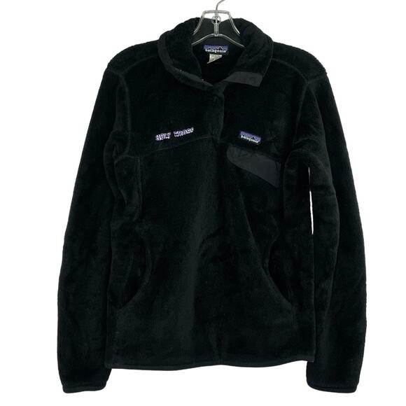 Patagonia Sweaters - Women's PATAGONIA Polartec 1/4 Snap-T Black Fleece Pullover Sweater Small